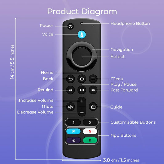 Replacement Remote Control for TV Stick(2nd Gen/3rd Gen/4K/4K Max/Lite), TV Cube, for All Insignia/Toshiba/Pioneer Smart TVs