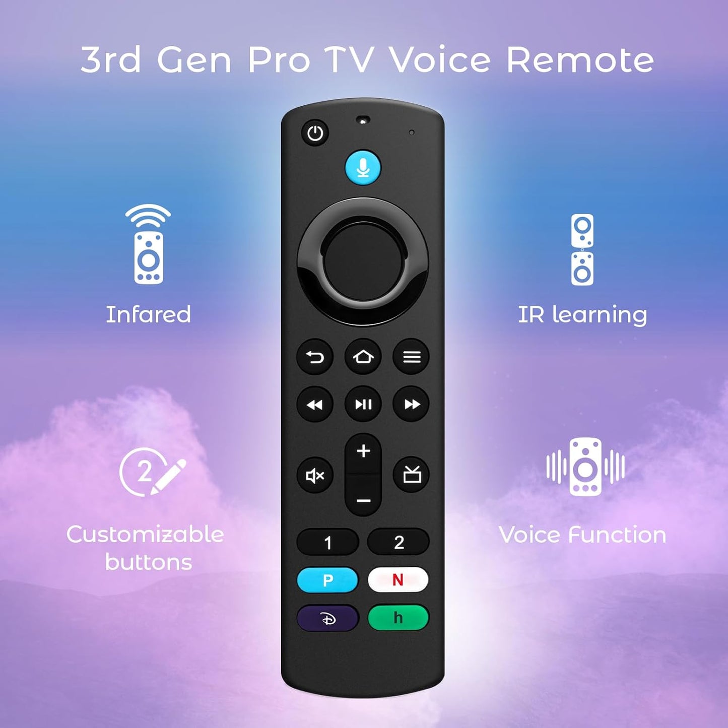 Replacement Remote Control for TV Stick(2nd Gen/3rd Gen/4K/4K Max/Lite), TV Cube, for All Insignia/Toshiba/Pioneer Smart TVs